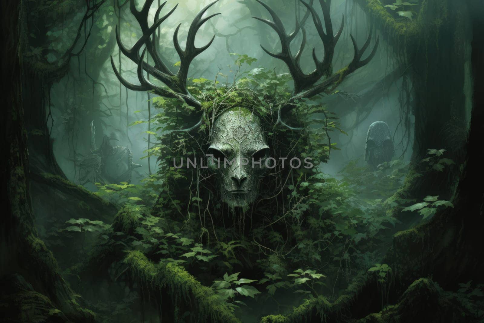 Deep within the mystical woodland realms of fantasy, ancient forest spirits stand as silent sentinels, their ethereal presence a testament to the wisdom and magic of the natural world.