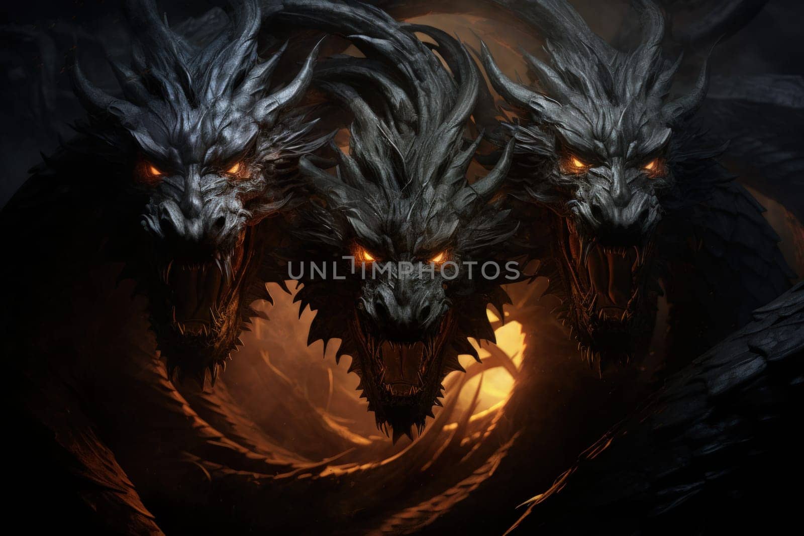 In the realm of fantasy, ferocious shadow dragons dominate the skies, their majestic forms wreathed in darkness.