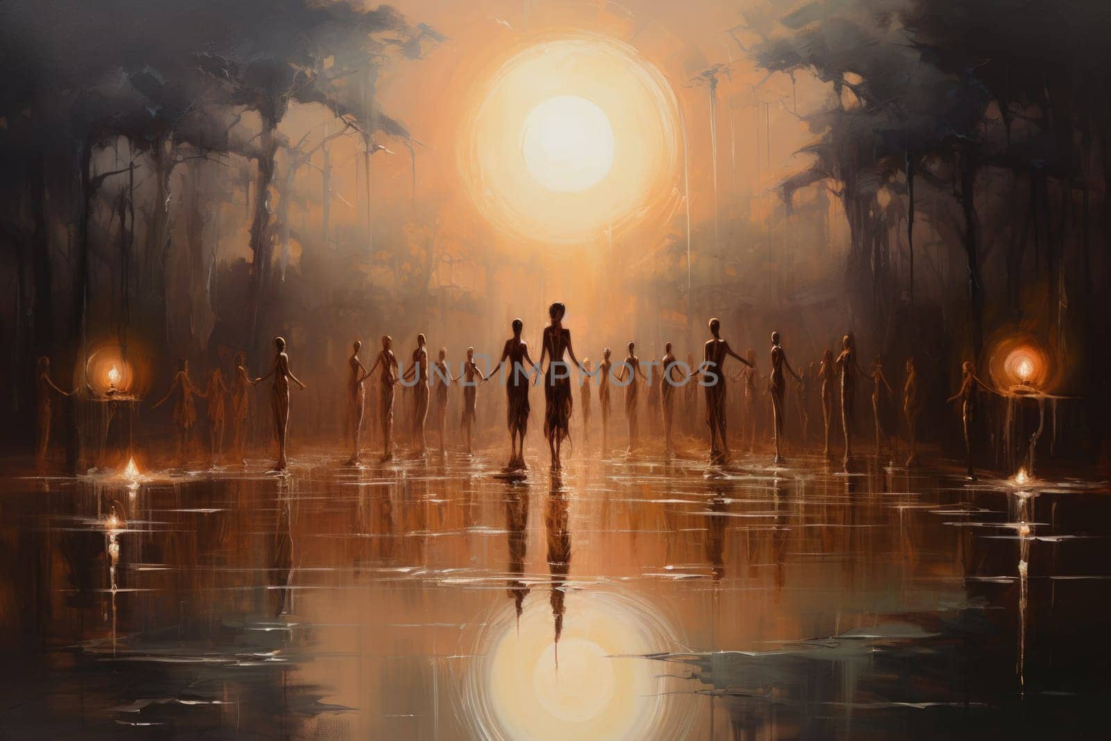 In the realm of fantasy, graceful moonlit dancers captivate with their ethereal movements, perfectly synchronized with the celestial rhythms.