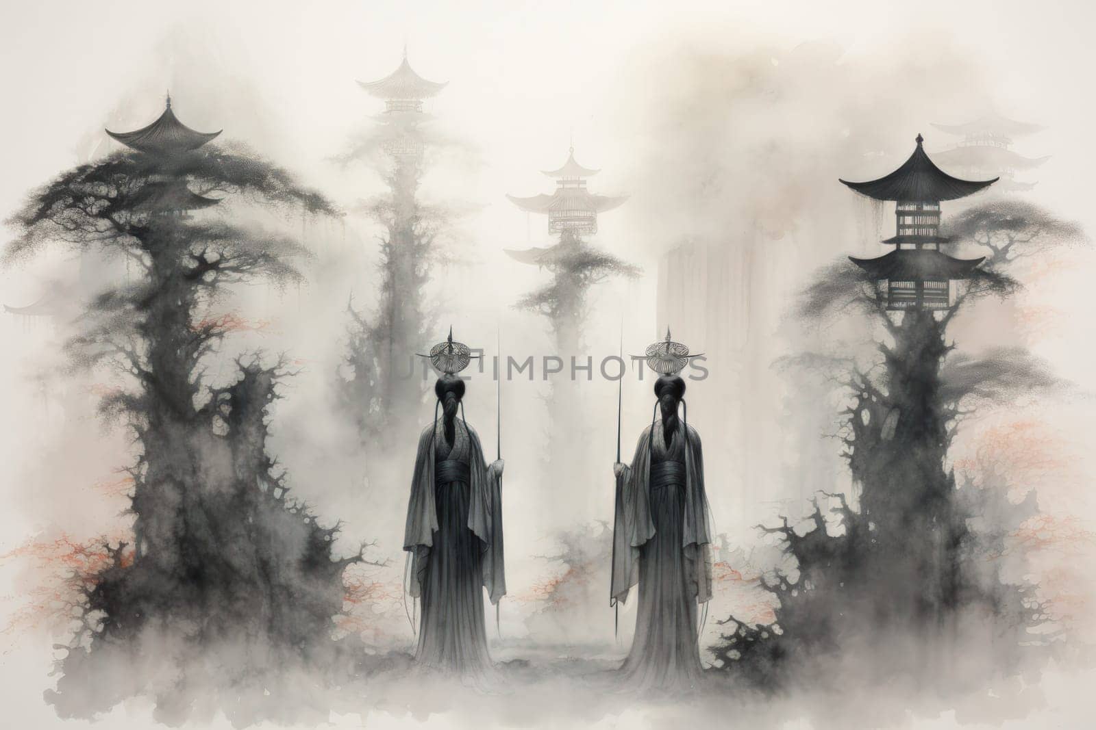 In the realm of fantasy, ethereal mist guardians watch over sacred sites, their presence veiled in a shroud of mist and mystery.
