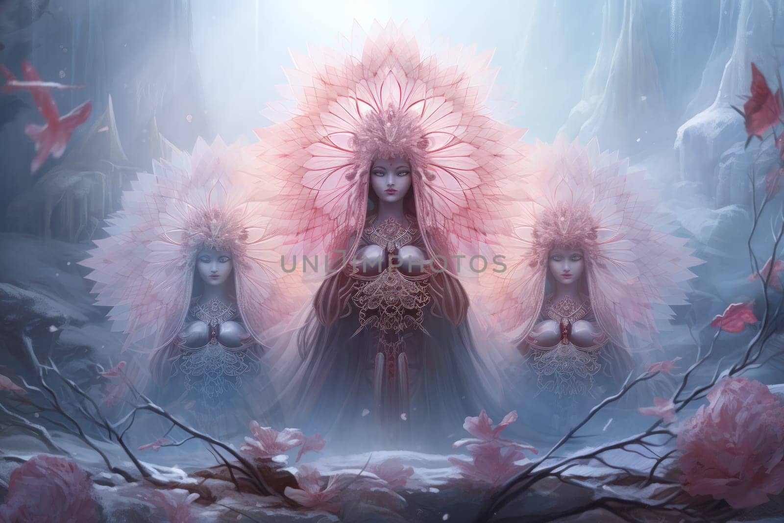 In the realm of fantasy, ethereal mist guardians watch over sacred sites, their presence veiled in a shroud of mist and mystery.