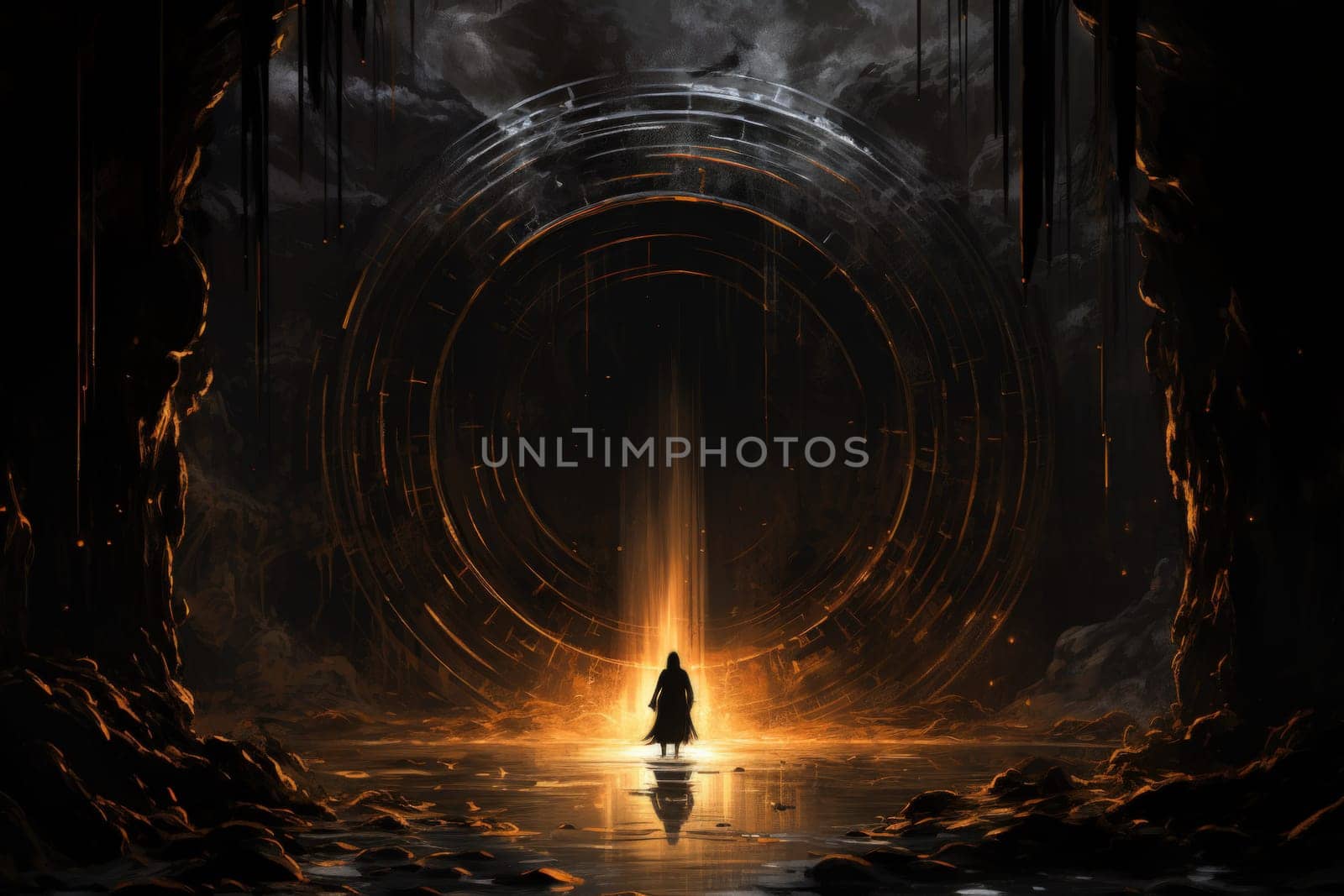 Hidden amidst the ethereal landscapes of fantasy, enigmatic shadow gates stand as enigmatic thresholds to realms concealed in obscurity.