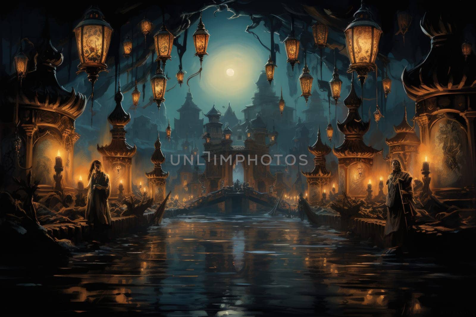 Step into a realm of ethereal beauty, where illuminated spirit lanterns serve as beacons of hope.