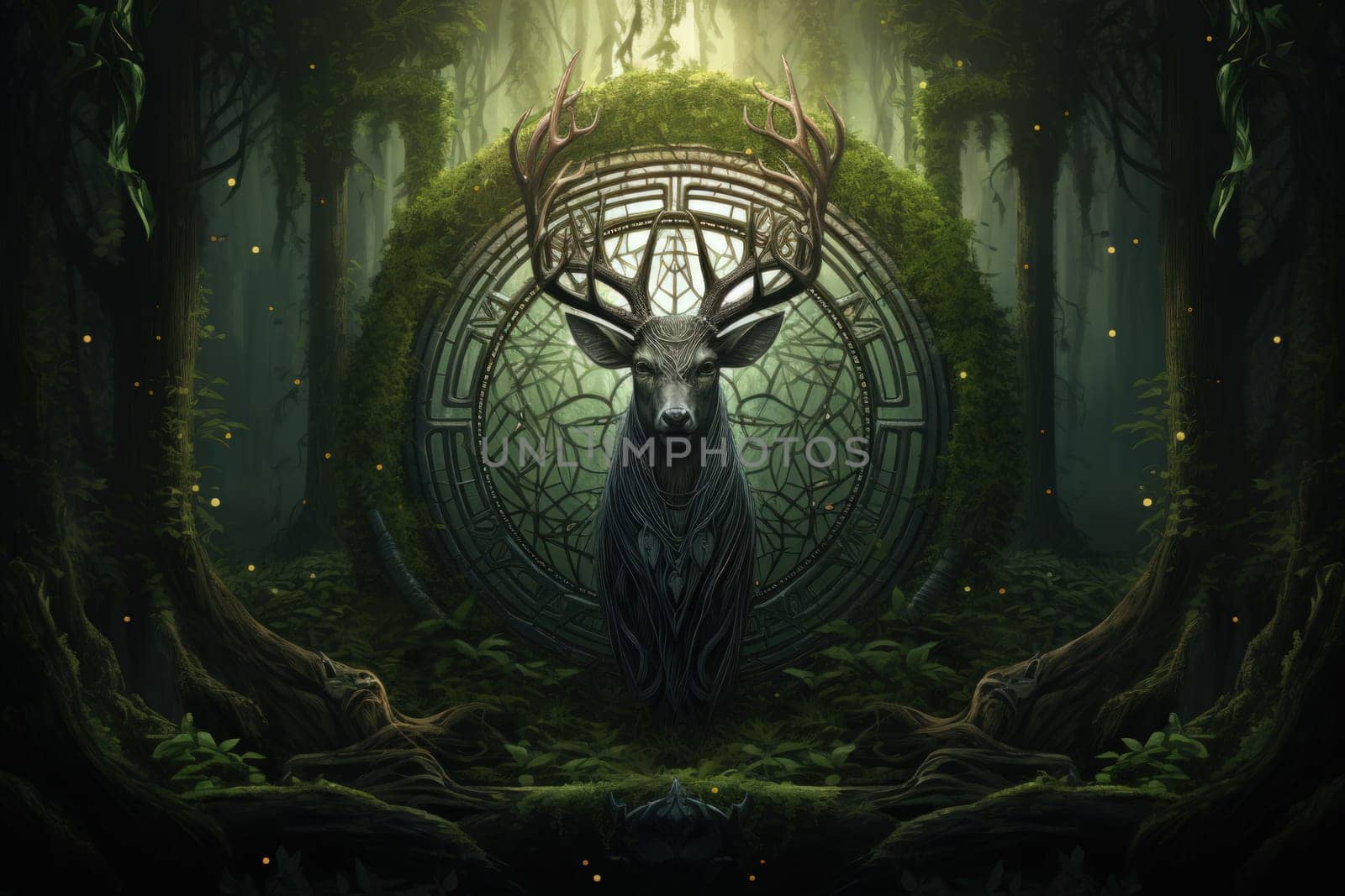 Deep within the mystical woodland realms of fantasy, ancient forest spirits stand as silent sentinels, their ethereal presence a testament to the wisdom and magic of the natural world.