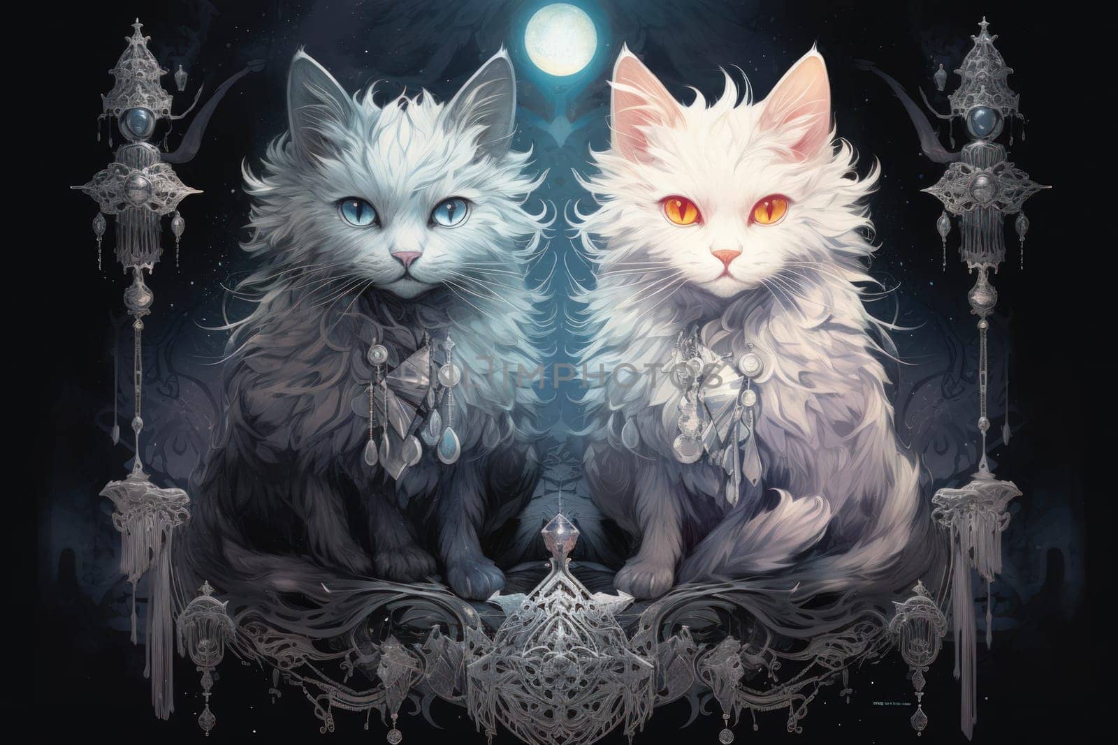 In the depths of fantasy, bewitching moonstone cats prowl. Their sleek forms, adorned with luminescent moonstone markings, captivate all who dare to meet their gaze.
