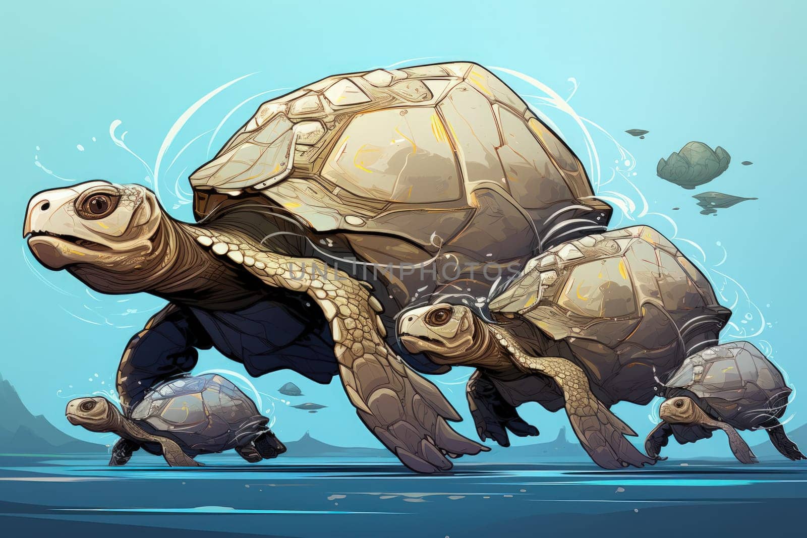 Embark on an extraordinary journey through the realm of fantasy and encounter the majestic ancient sea turtles.