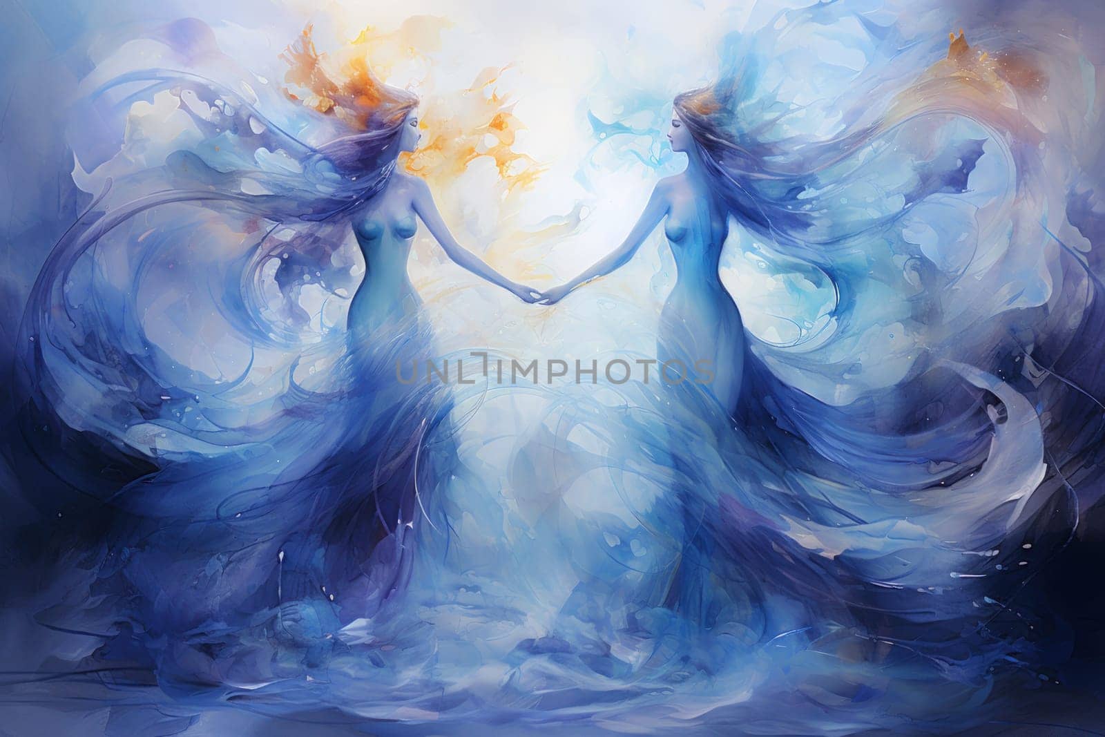 Imagine a mystical world where ethereal mermaids gracefully swim with flowing sapphire tails, enchanting all who gaze upon their mesmerizing beauty.