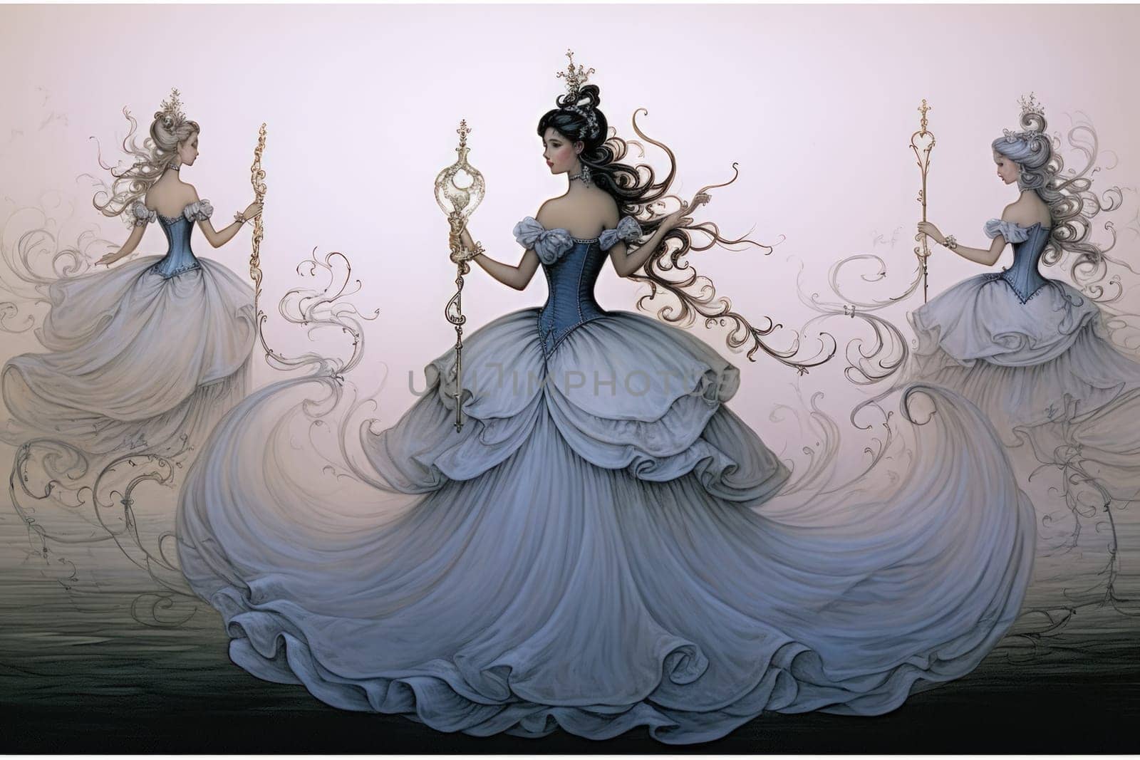 Imagine a mystical world where ethereal mermaids gracefully swim with flowing sapphire tails, enchanting all who gaze upon their mesmerizing beauty.