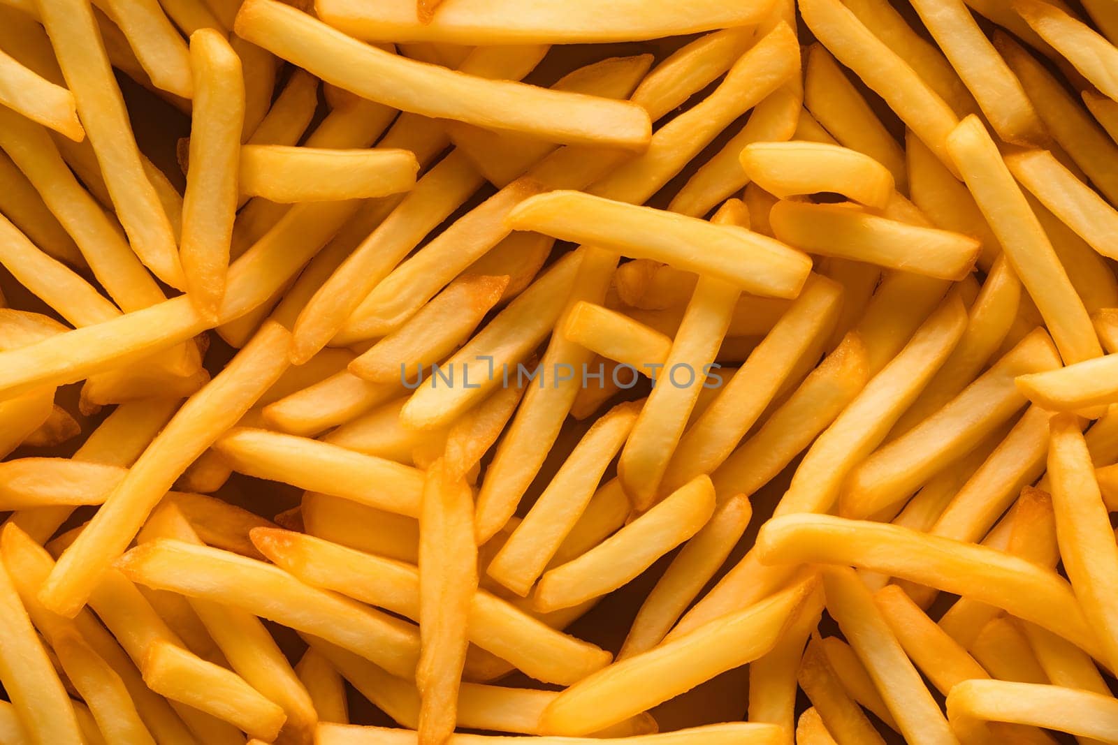 seamless texture and full-frame background of piled French fries, neural network generated image by z1b