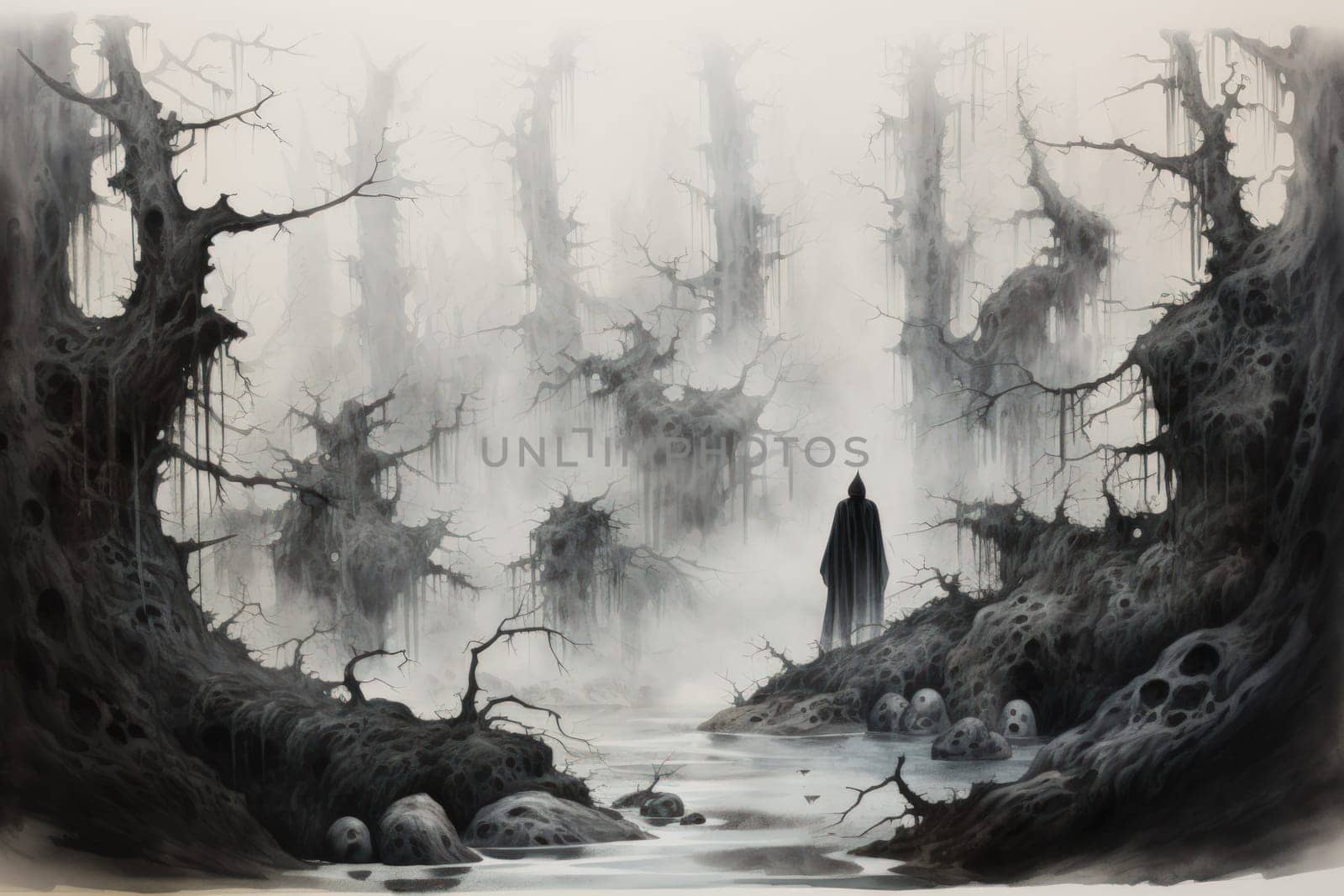 Deep within the mystical woodland realms of fantasy, ancient forest spirits stand as silent sentinels, their ethereal presence a testament to the wisdom and magic of the natural world.
