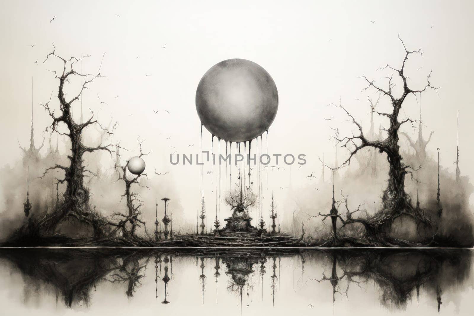 In the realm of fantasy, cursed mirror spirits are bound, their ethereal existence trapped within reflective surfaces.