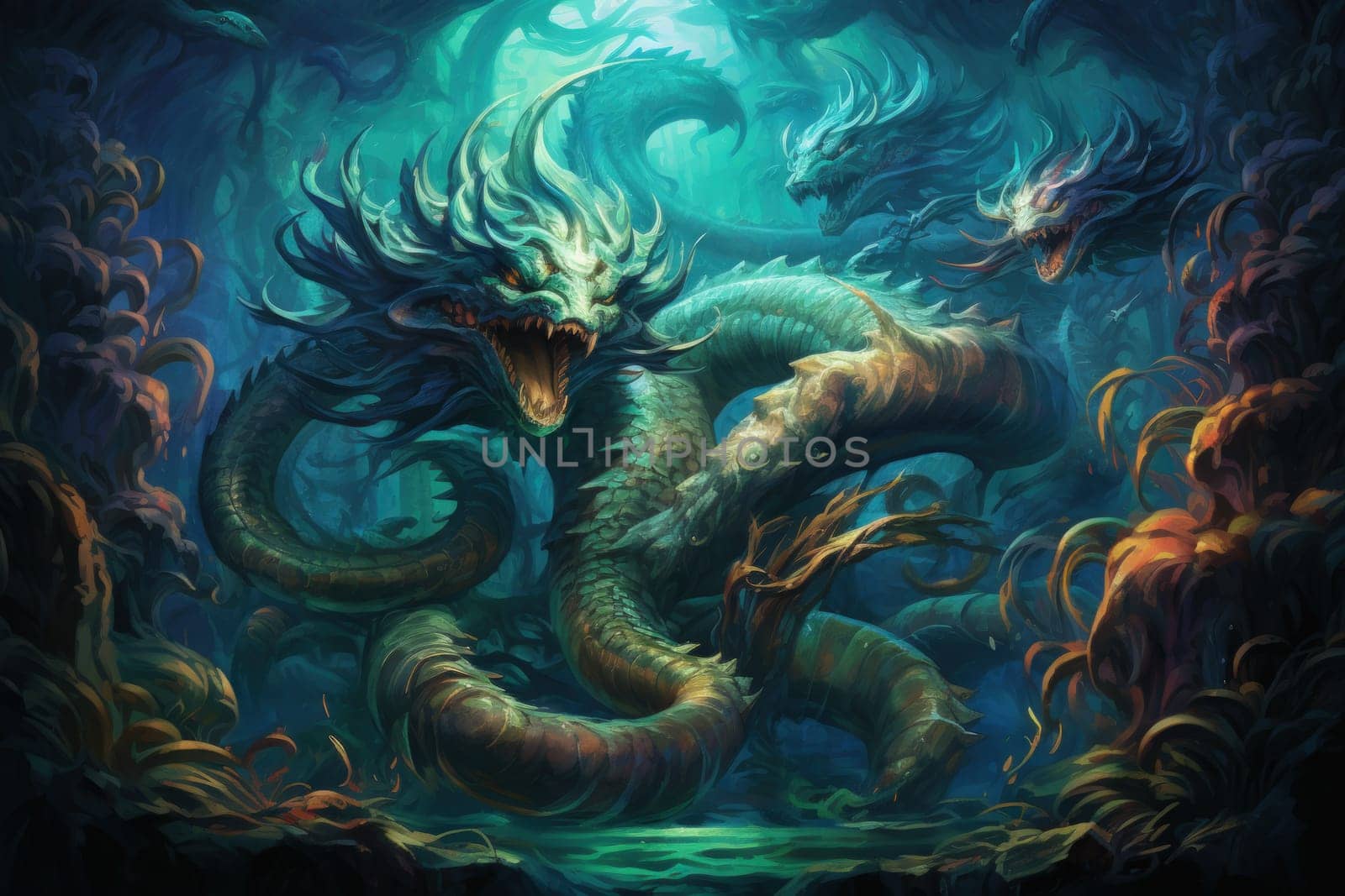 Immerse yourself in the depths of the fantastical with this captivating illustration by a professional visual artist.