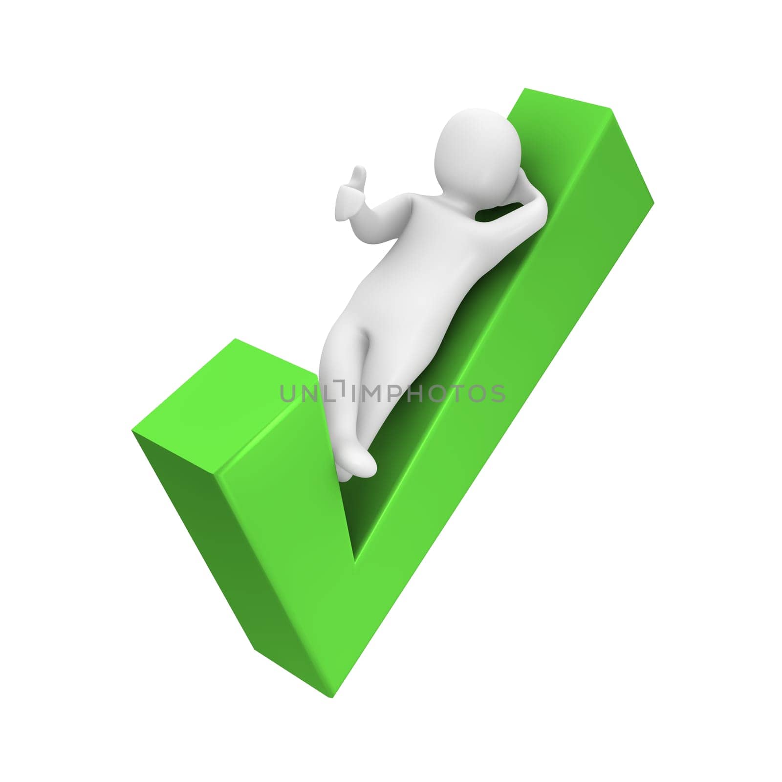Man laying on check mark