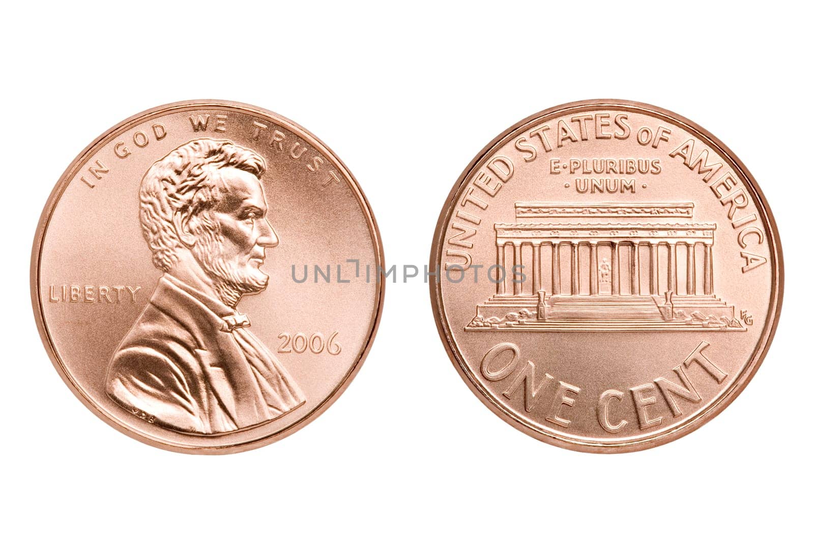 penny coins macro isolated