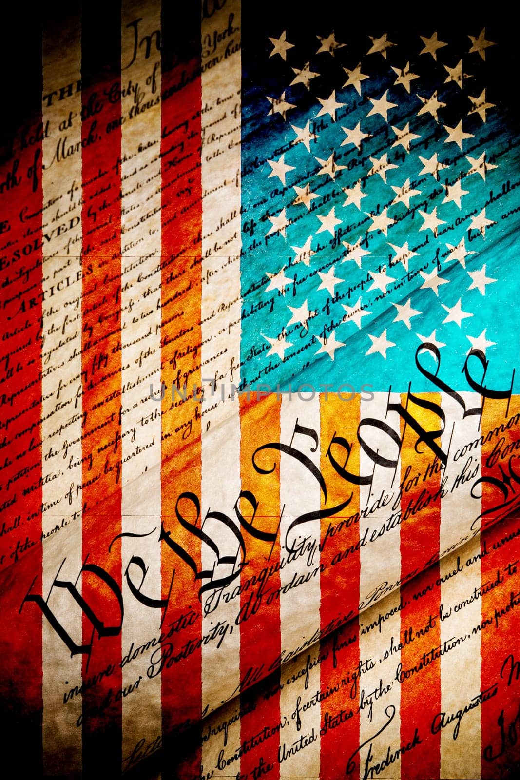 We the people - US flag and constitution
