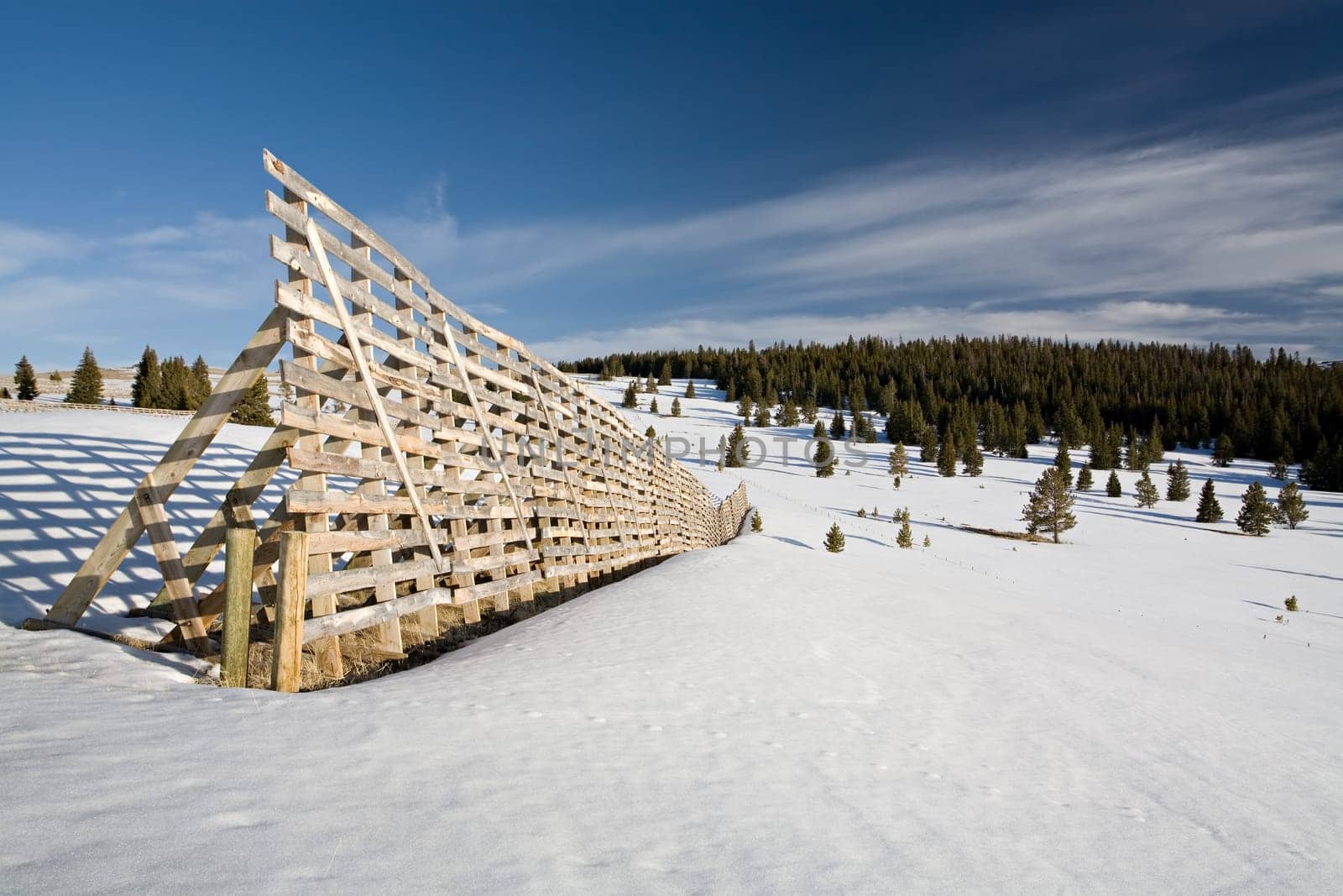 snow fence in winter