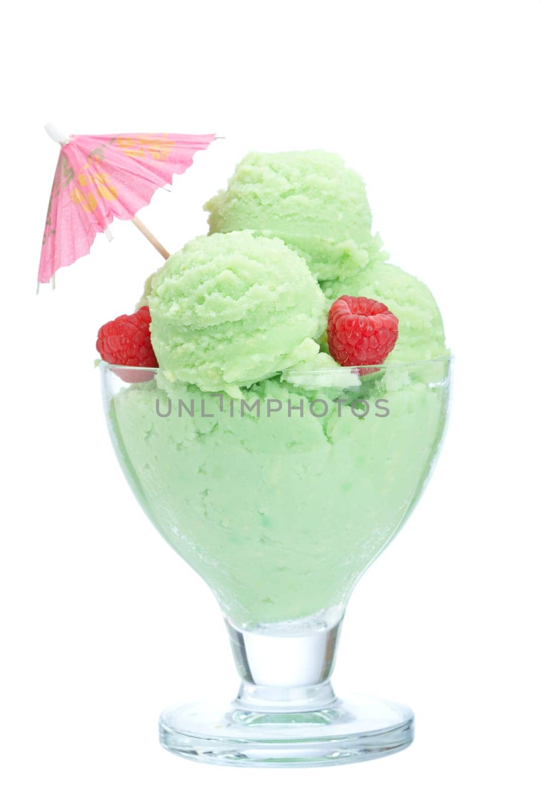 Ice cream in glass bowl
