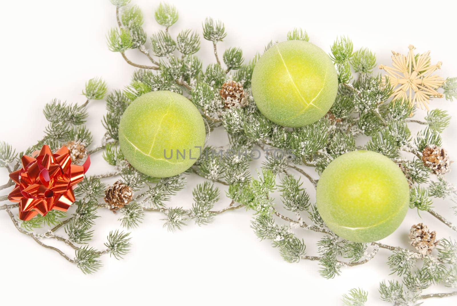 Fir branch with Christmas baubles