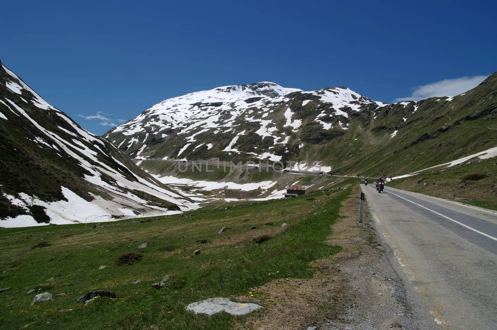 Motorcyclist,Alps,Albula,Switzerland,snow
