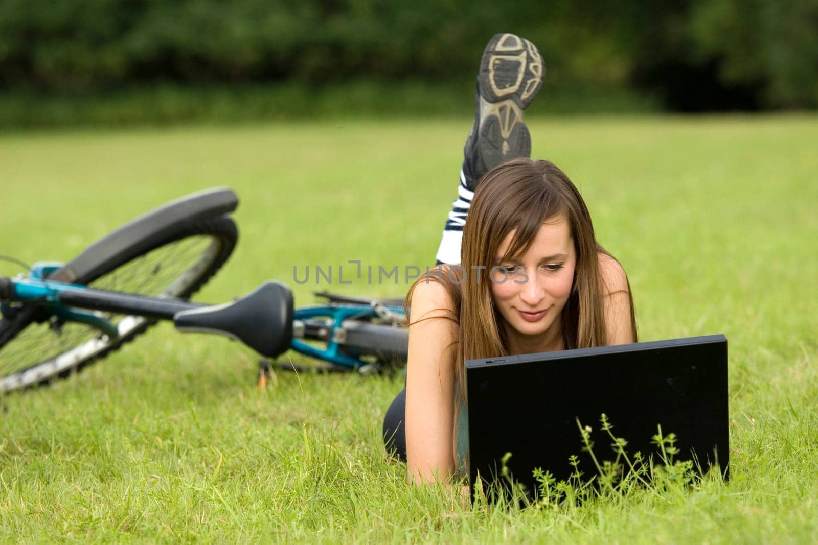 working with laptop outdoor