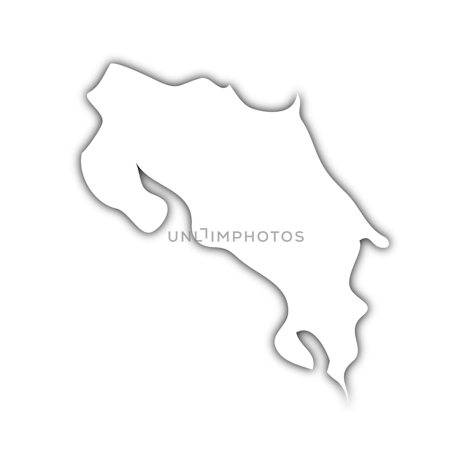 map of costa rica with shadow