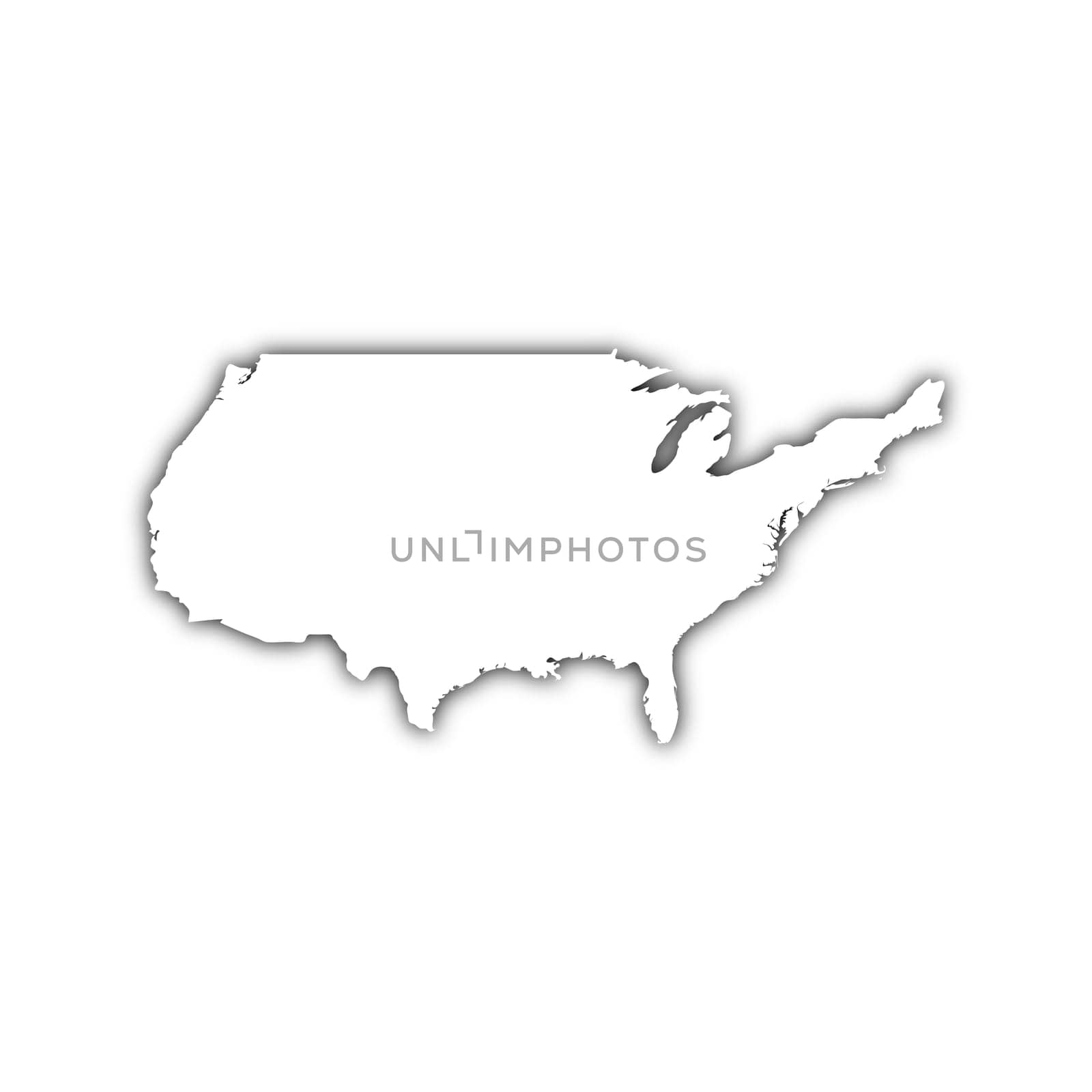 map of usa with shadow