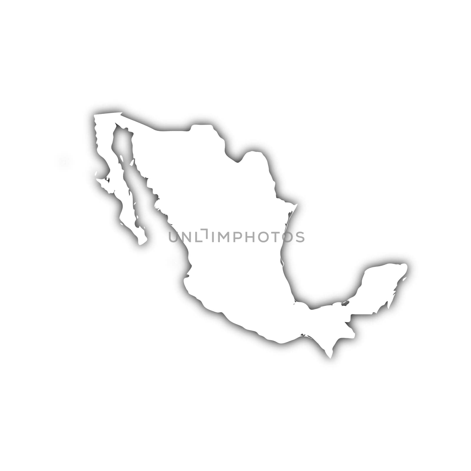 map of mexico with shadow