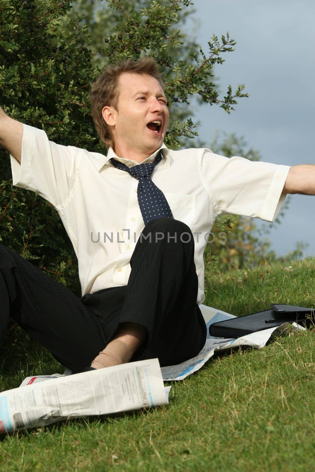 drunken businessman woke up