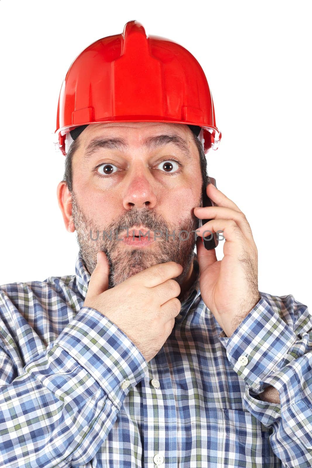 Surprised construction worker