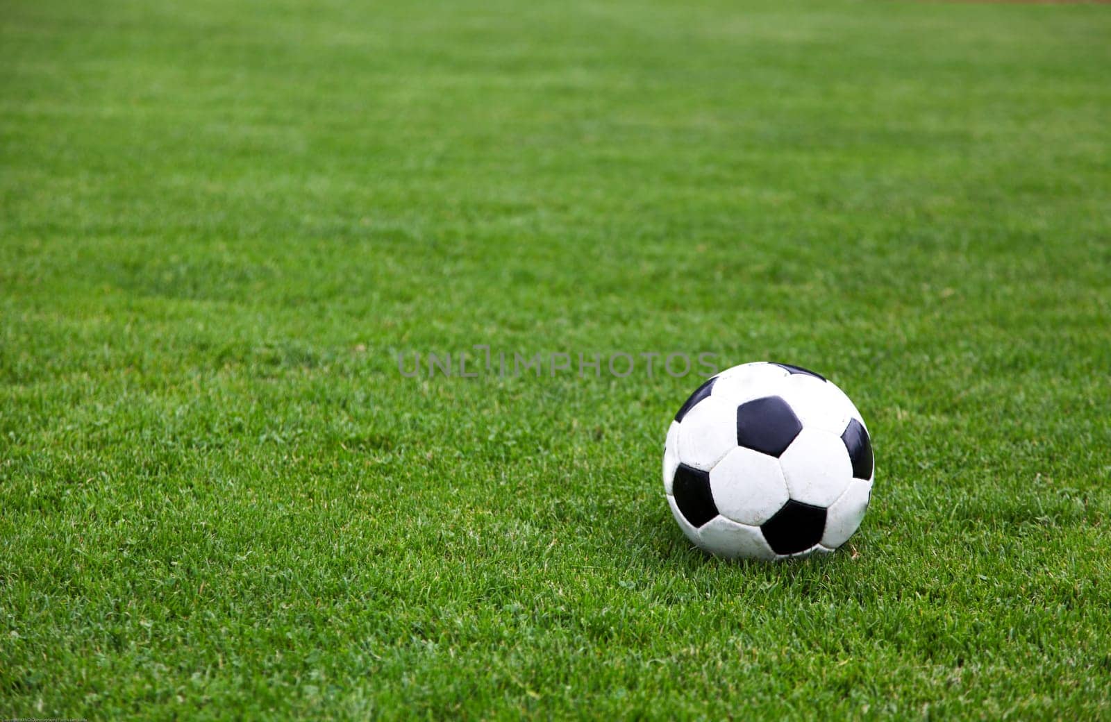 Soccer Ball On Stadium Field
