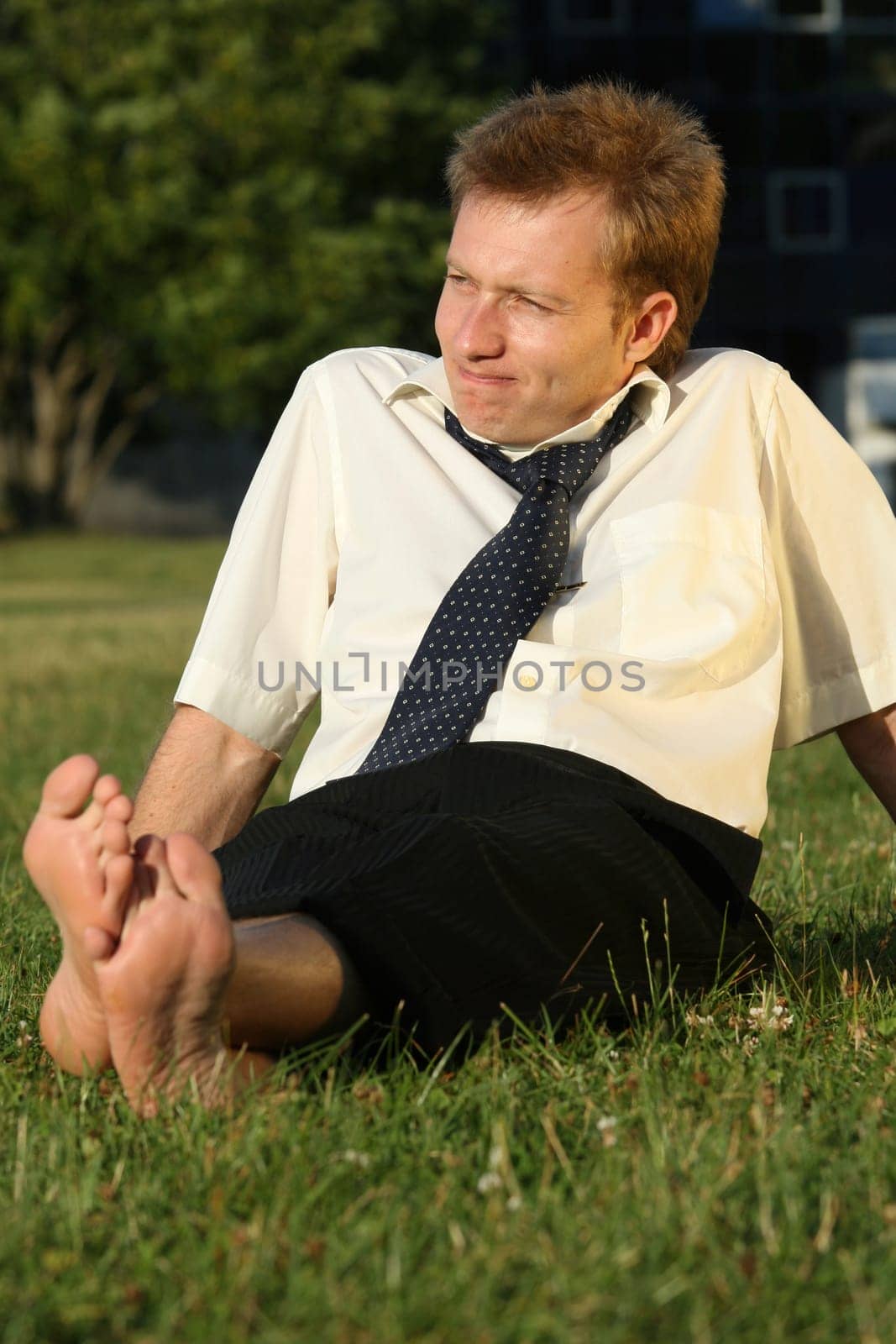 relaxing in park