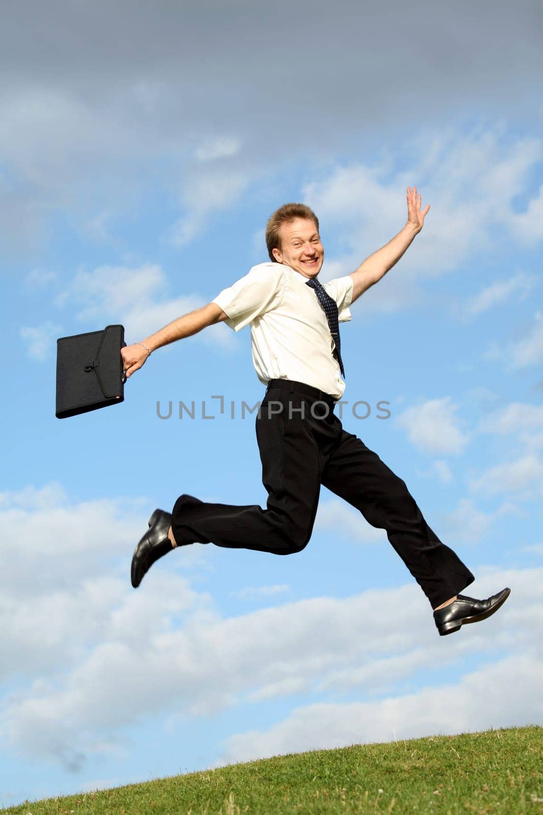 businessman jumps