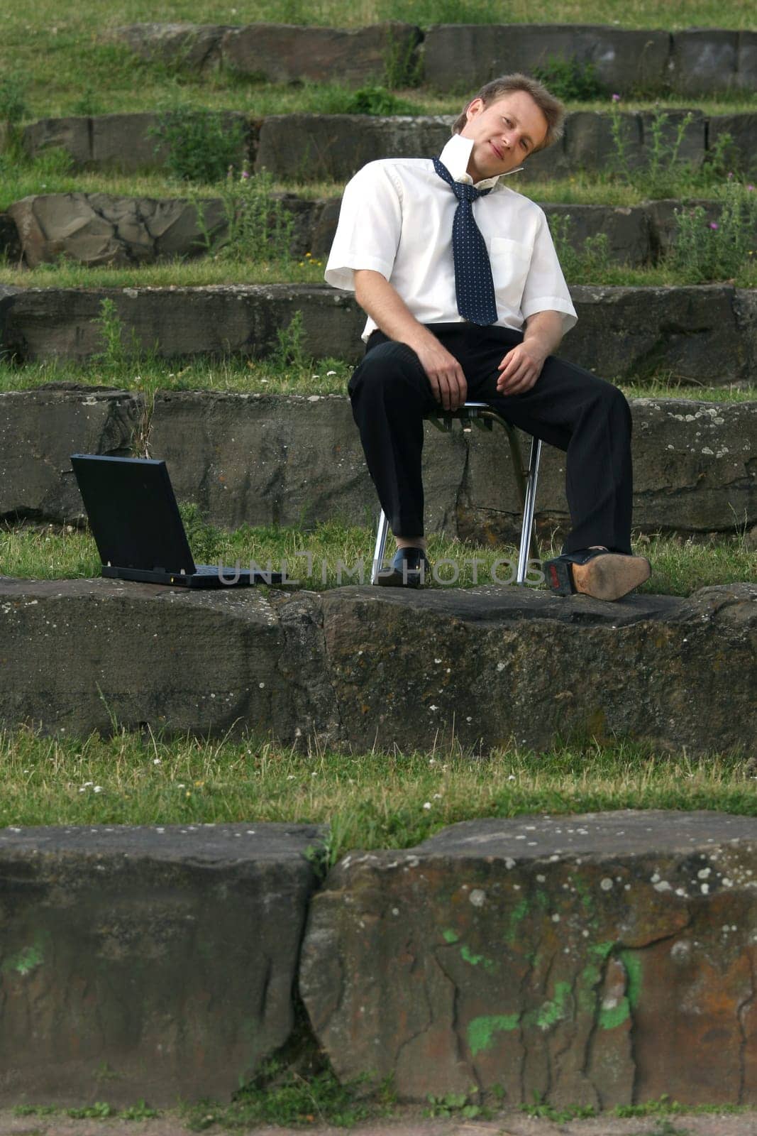 businessman on the steps