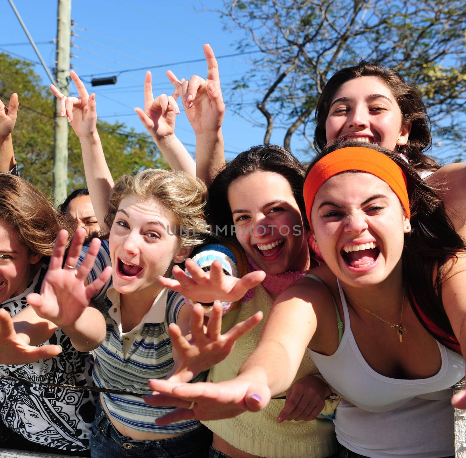 Happy spectators and fans