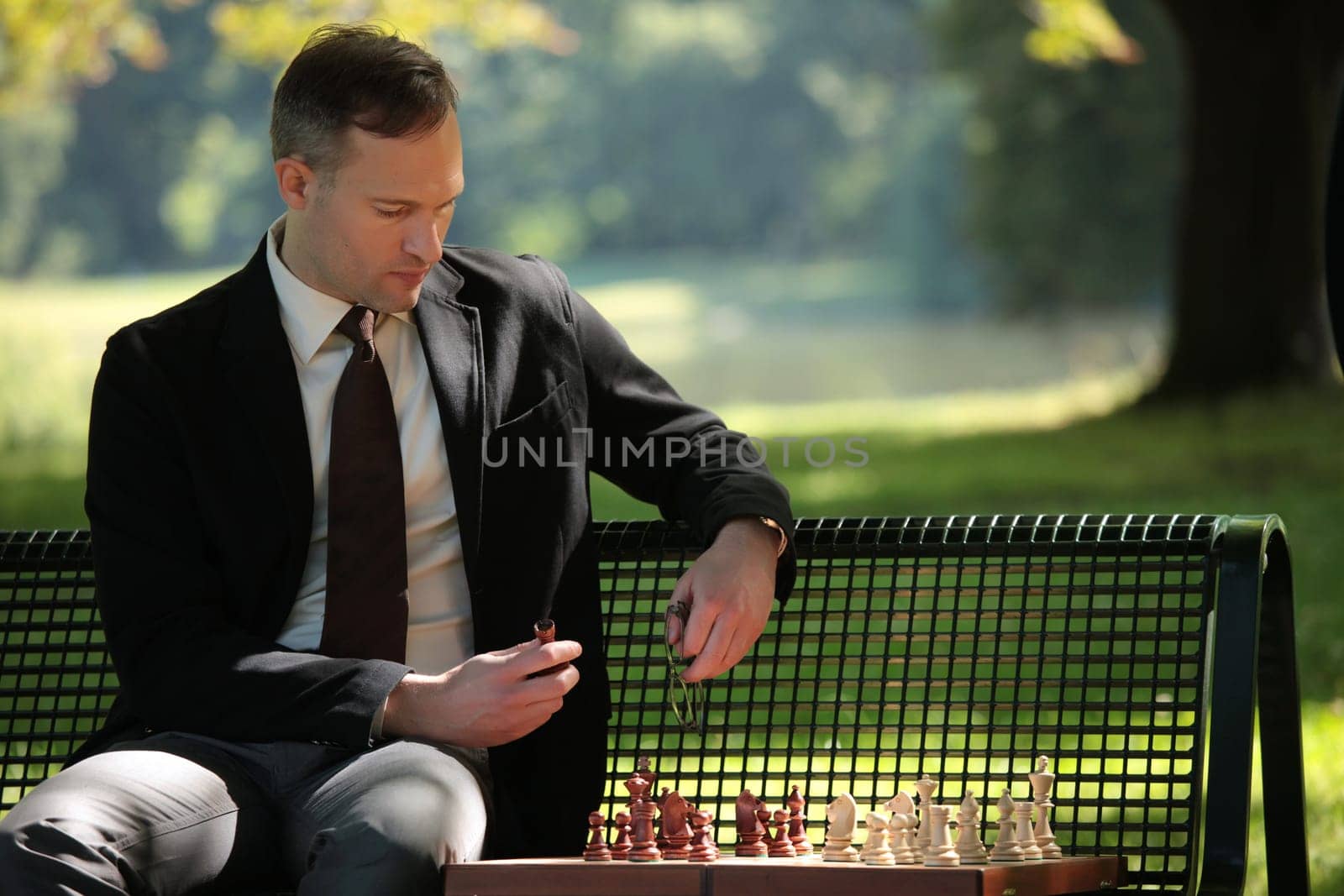 playing chess outdoors
