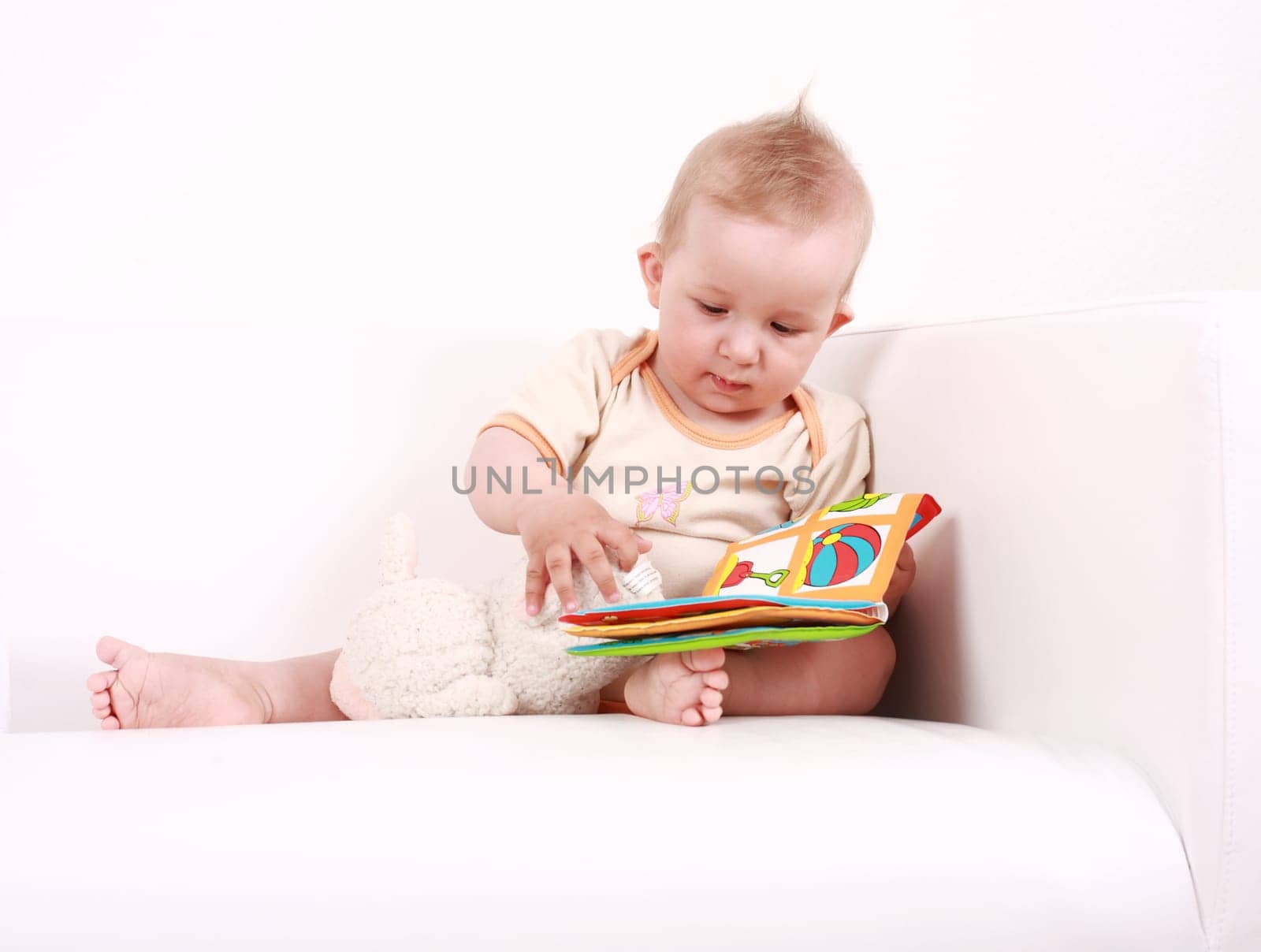 Cute baby reading