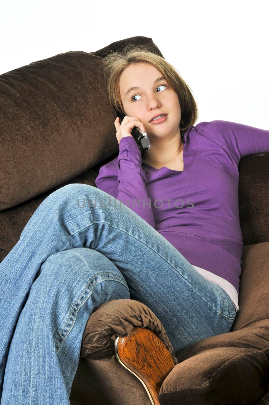 Teenage girl talking on a phone