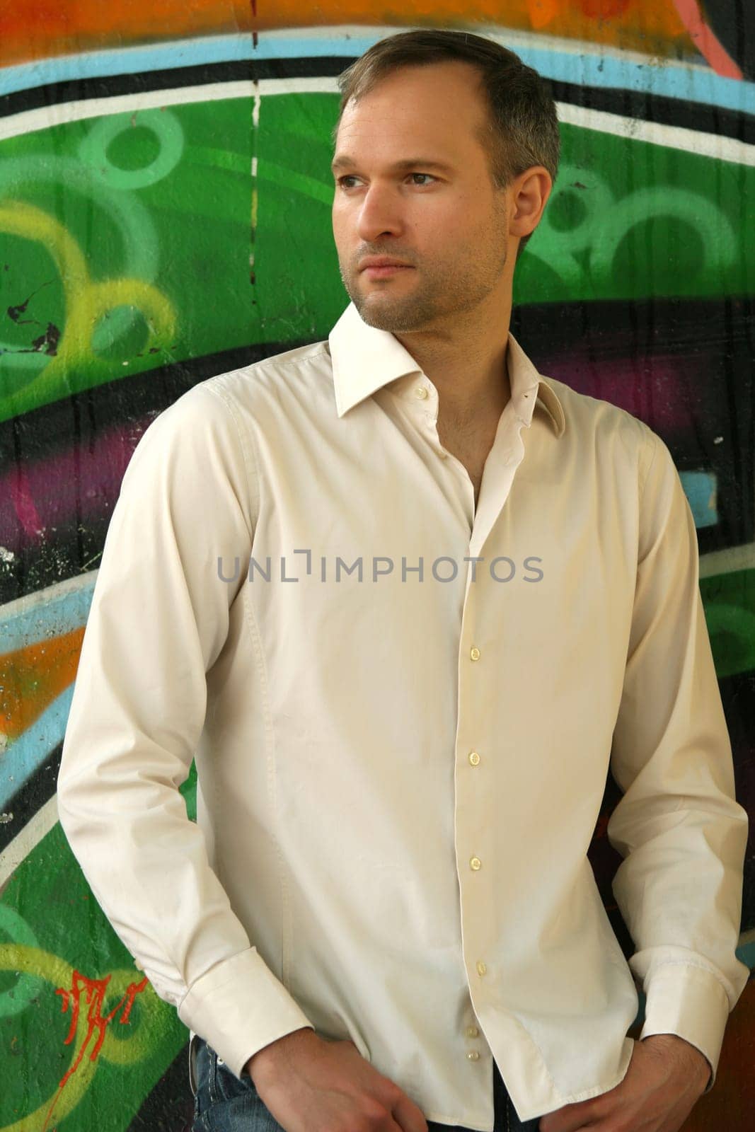 fashion man at the wall
