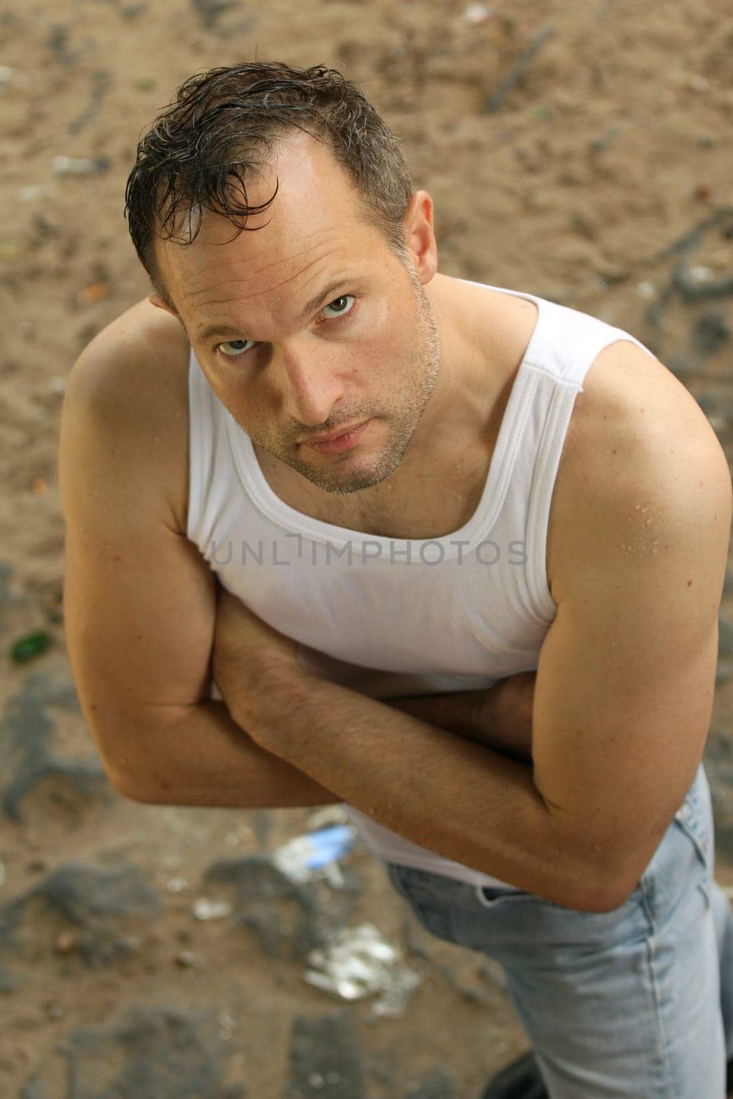 criminal guy in undershirt