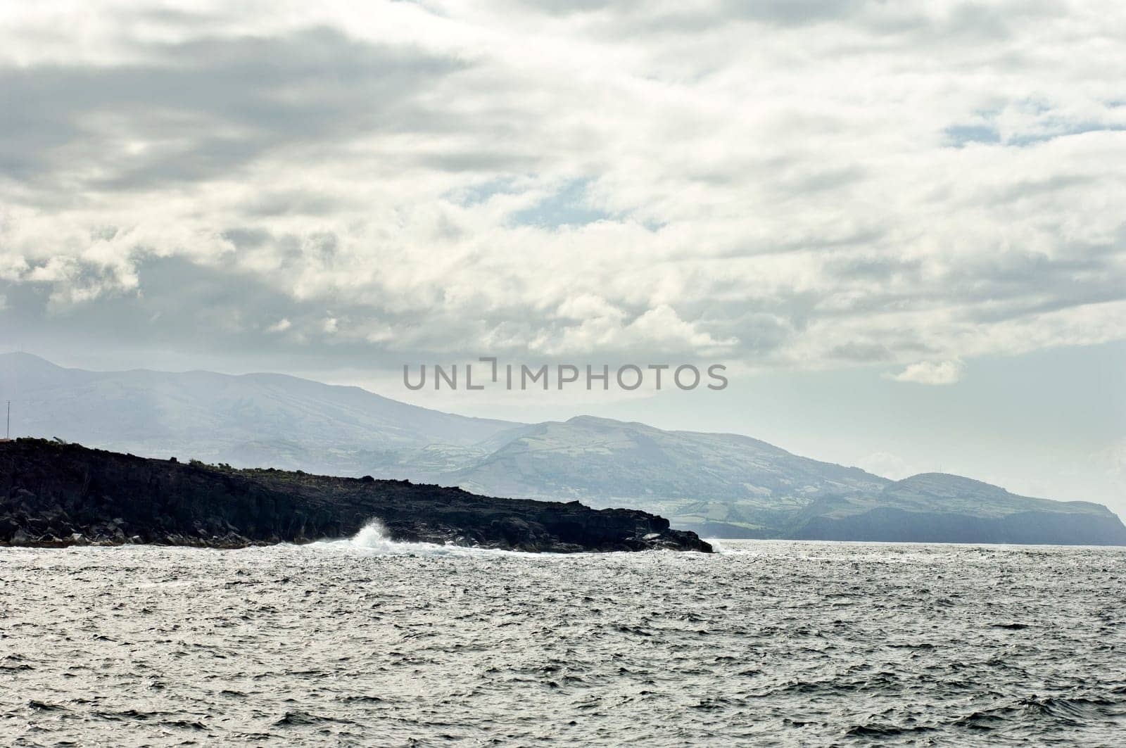 Volcanic coastline in  Azores