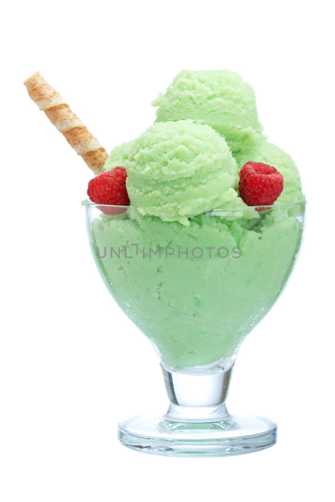 Ice cream in glass bowl