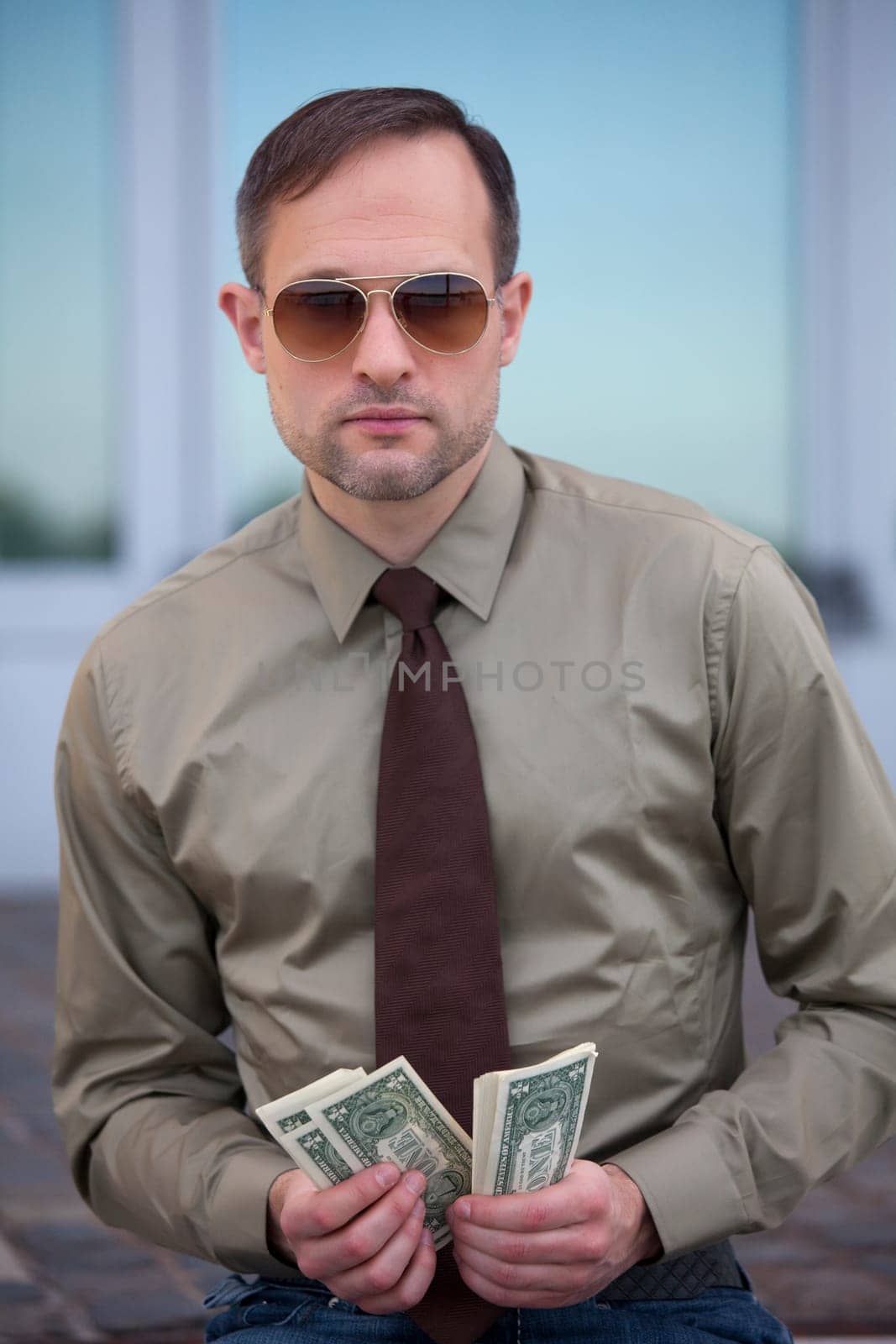 man counting the money