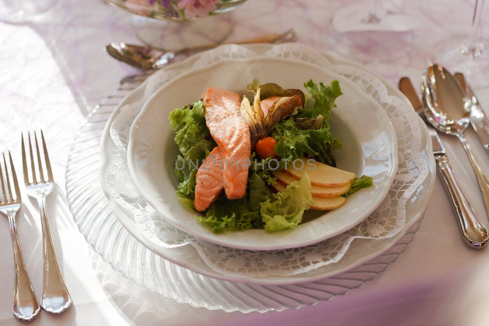 Salmon with salad as an appetizer