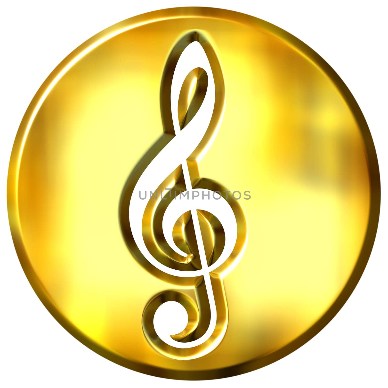 3D Golden Framed Treble Clef