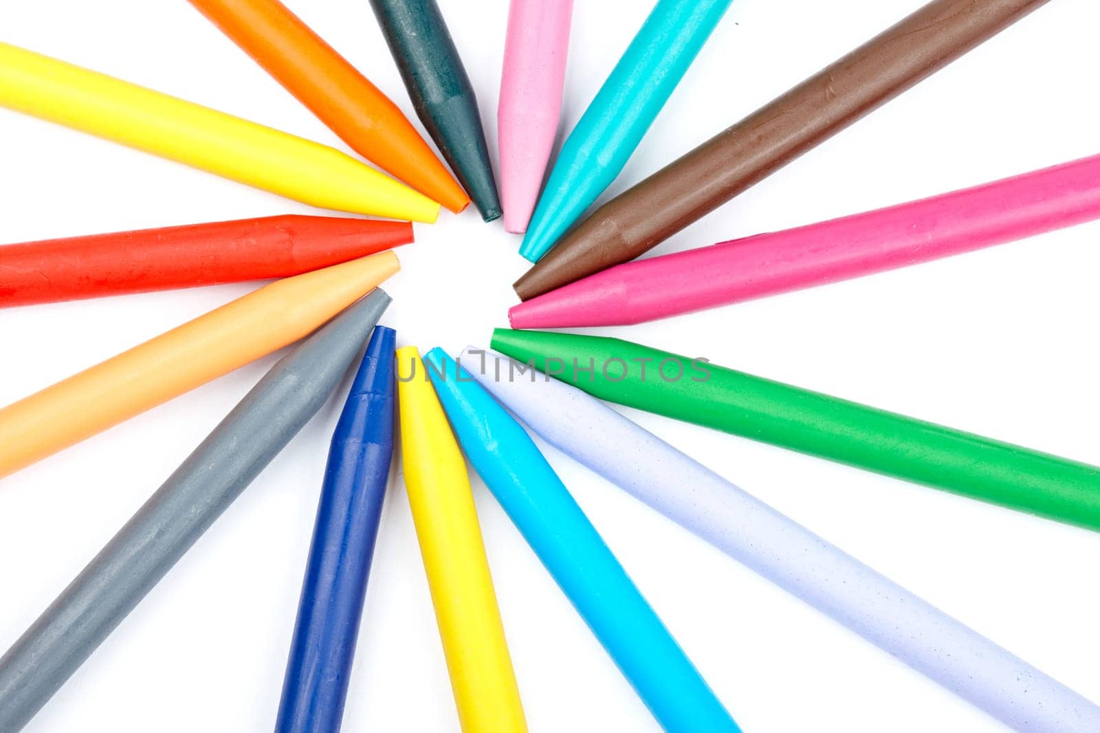 Colored wax crayons