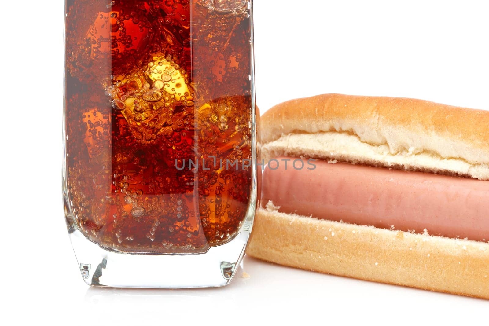 Hot dog and soda glass