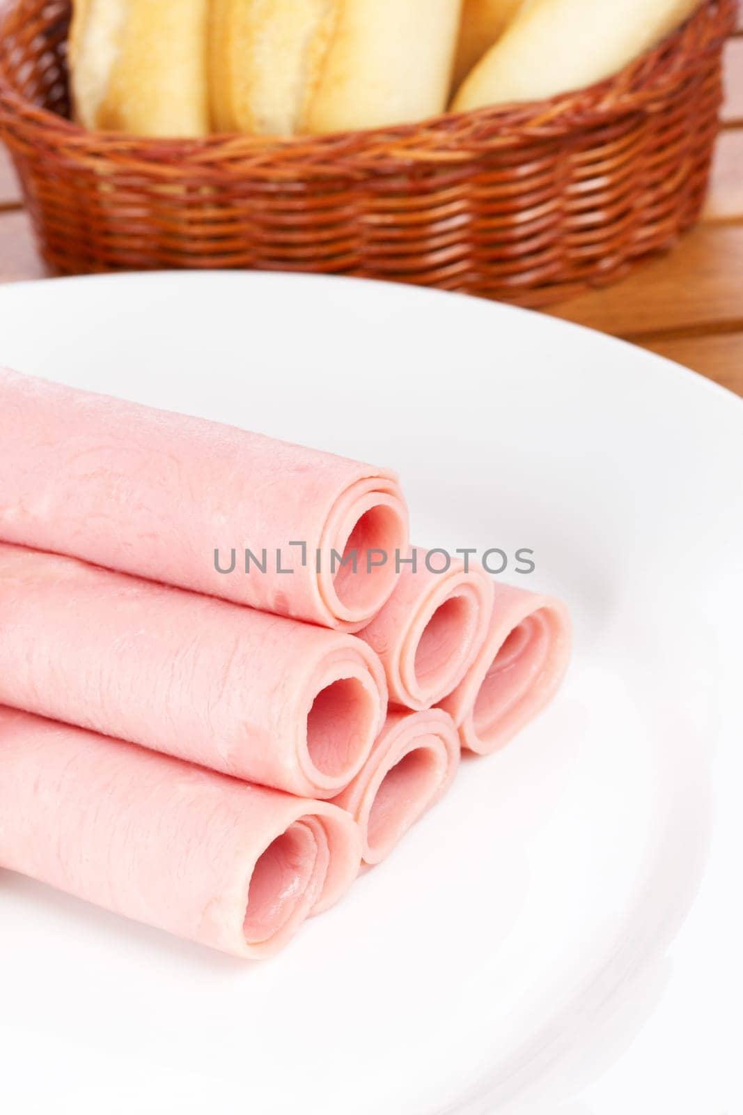 Rolls of ham