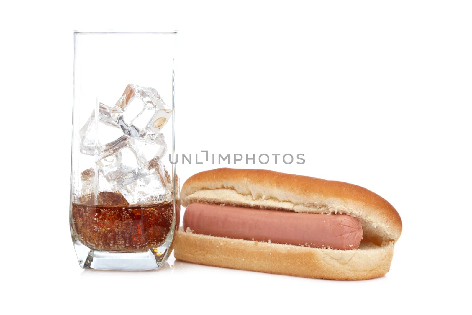 Hot dog and soda glass