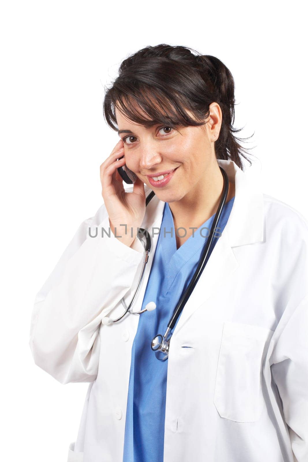 Female doctor talking with phone