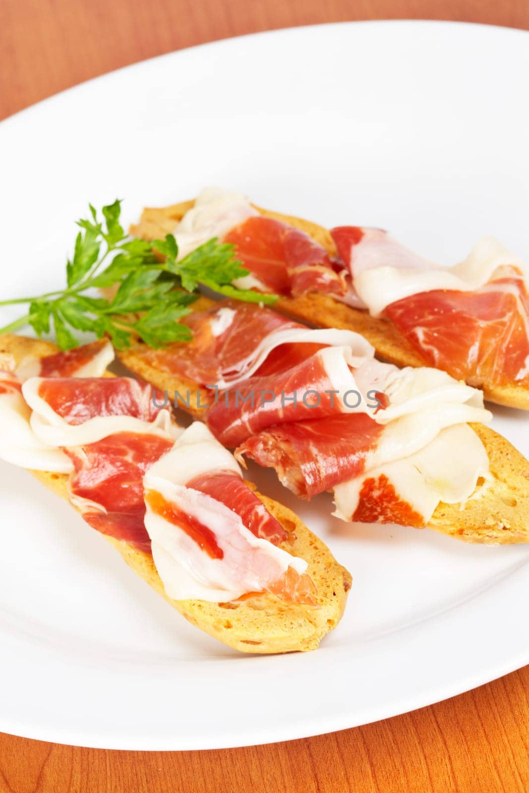 Slices of spanish ham